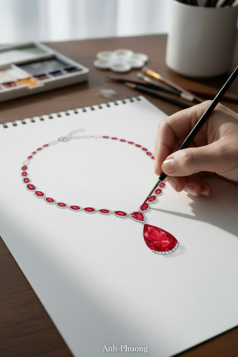 Advisory — Collier rubis et diamants Anh-Phuong